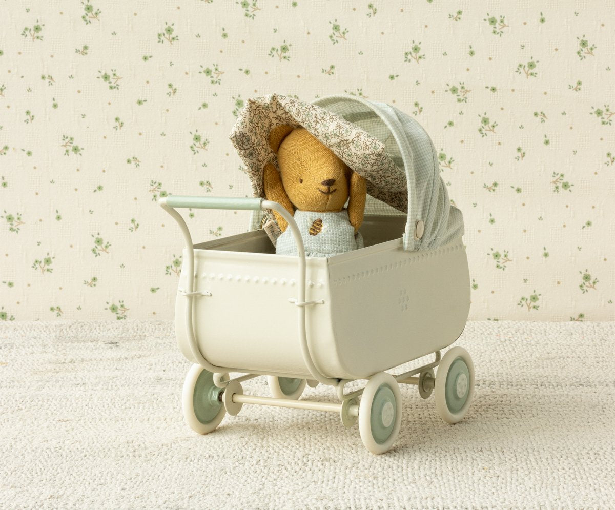 Maileg Pram, Micro - Blue