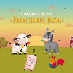 Legami erasable pens - cartoon animals on a farm with 'Erasable Pens Farm Sweet Farm' text.