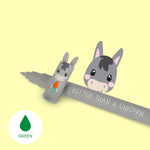 Legami erasable pen with a donkey design on a yellow background and 'Better Than A Unicorn' text.