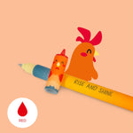 Legami erasable pen with a rooster with 'Rise and Shine' text, on a peach background.