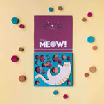Londji meow product packaging with a cat illustration on a yellow background