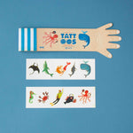 Londji tattoo set with ocean animal designs on a blue background