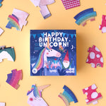 Londji children's birthday puzzle with a unicorn theme on a yellow background