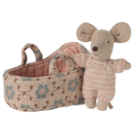 Maileg Baby Mouse in Carry Cot Rose