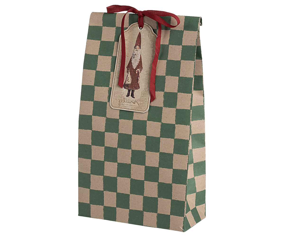 Maileg Gift Bag Medium Green Checker