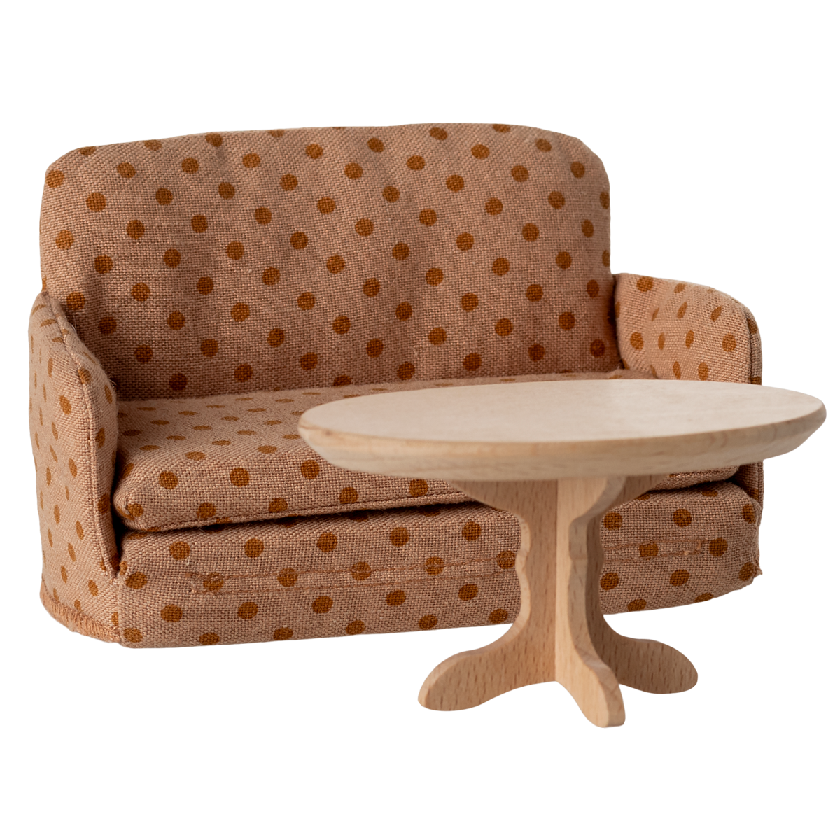 Maileg Sofa Bed Mouse Dots with table