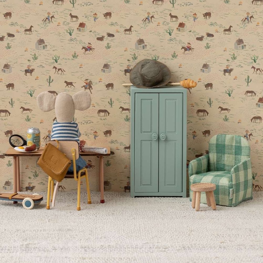 Maileg Folding Chair, Mouse - Green Check *Due May*