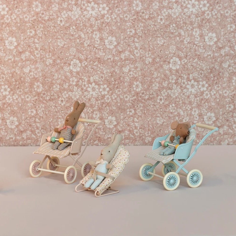 Maileg Stroller, Baby Mouse - Rose