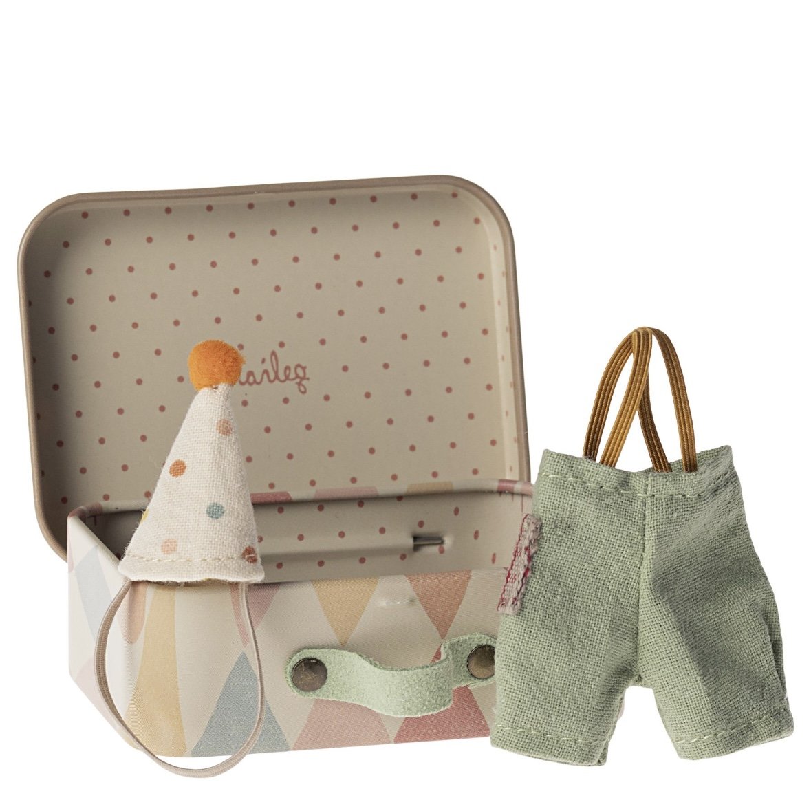 Maileg Clown Clothes in Suitcase, Little Brother Mouse