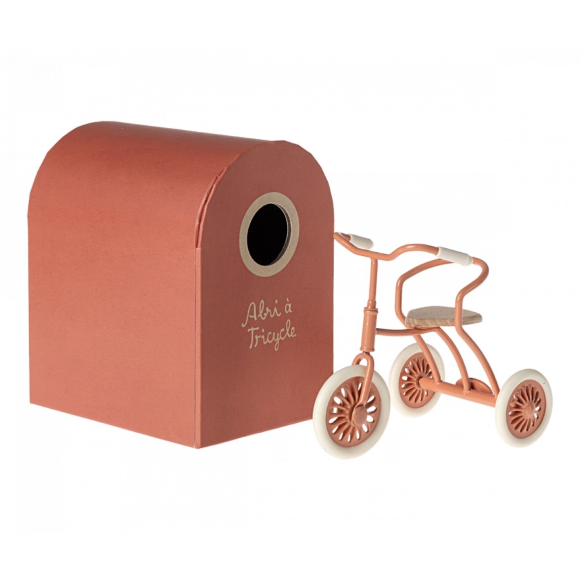 Maileg Abri à Tricycle, Mouse - Coral