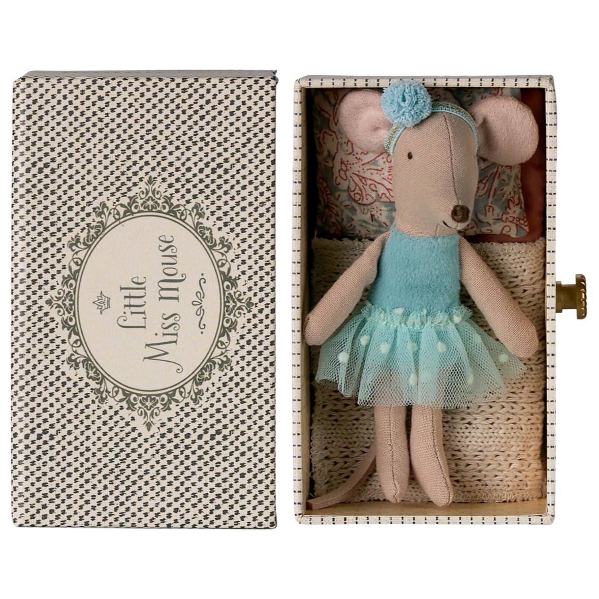 Maileg Dance Mouse in Daybed, Little Sister - Turquoise *Due June*