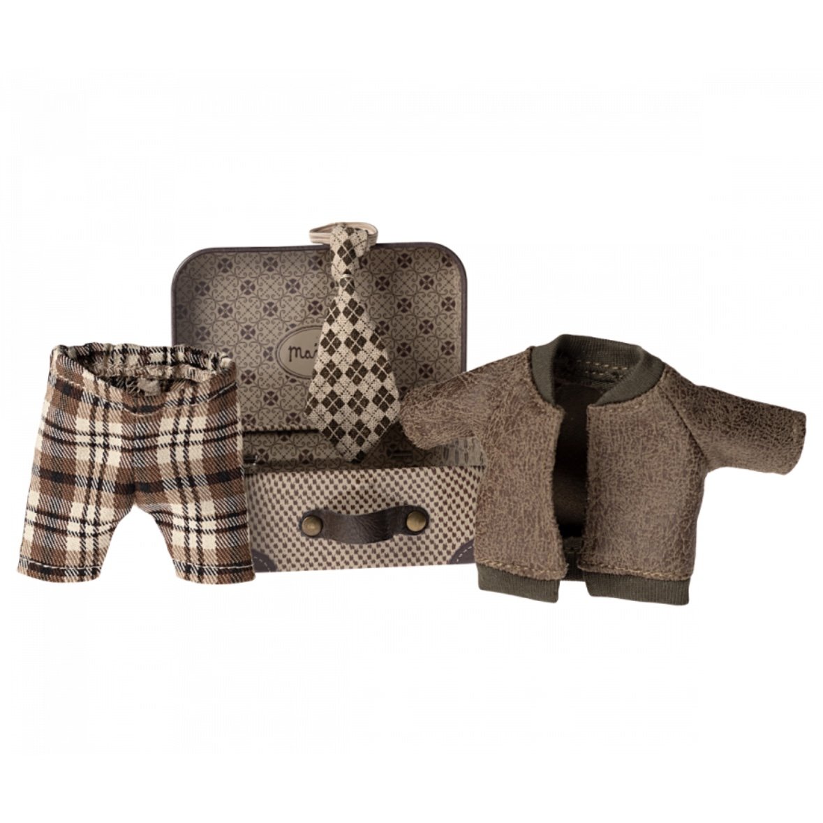 Maileg Jacket, Pants and Tie in Suitcase, Grandpa Mouse
