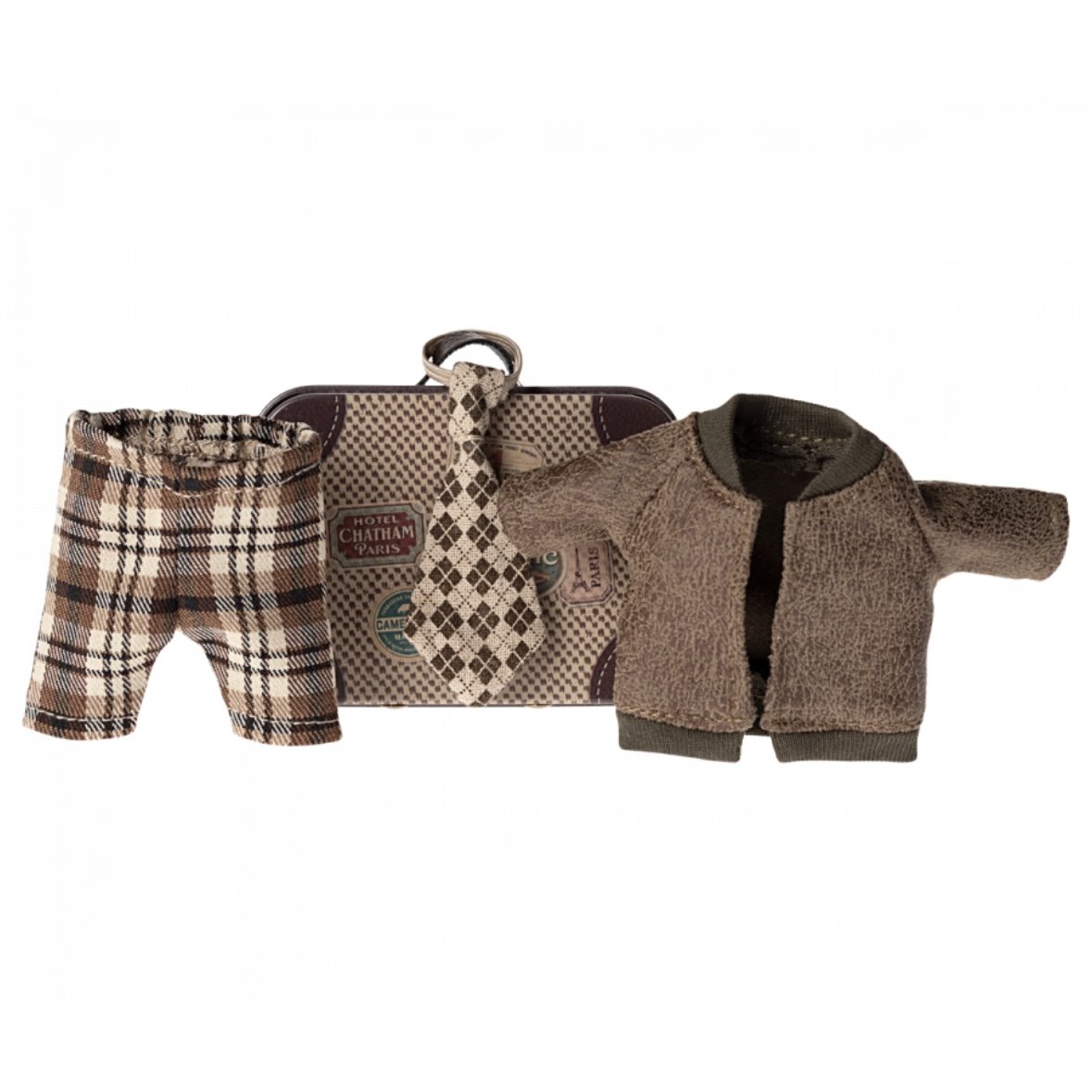 Maileg Jacket, Pants and Tie in Suitcase, Grandpa Mouse