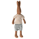 Maileg Rabbit Size 1, Chocolate Brown - Striped Blouse & Shorts