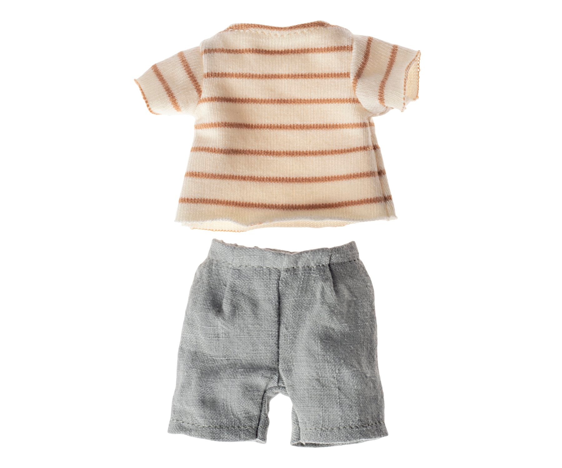 Maileg Rabbit Size 1, Chocolate Brown - Striped Blouse & Shorts