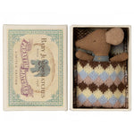 Maileg Sleepy Wakey Baby Mouse in Matchbox - Blue
