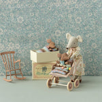Maileg Sleepy Wakey Baby Mouse in Matchbox - Rose