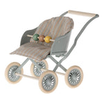 Maileg Stroller, Baby Mouse - Blue