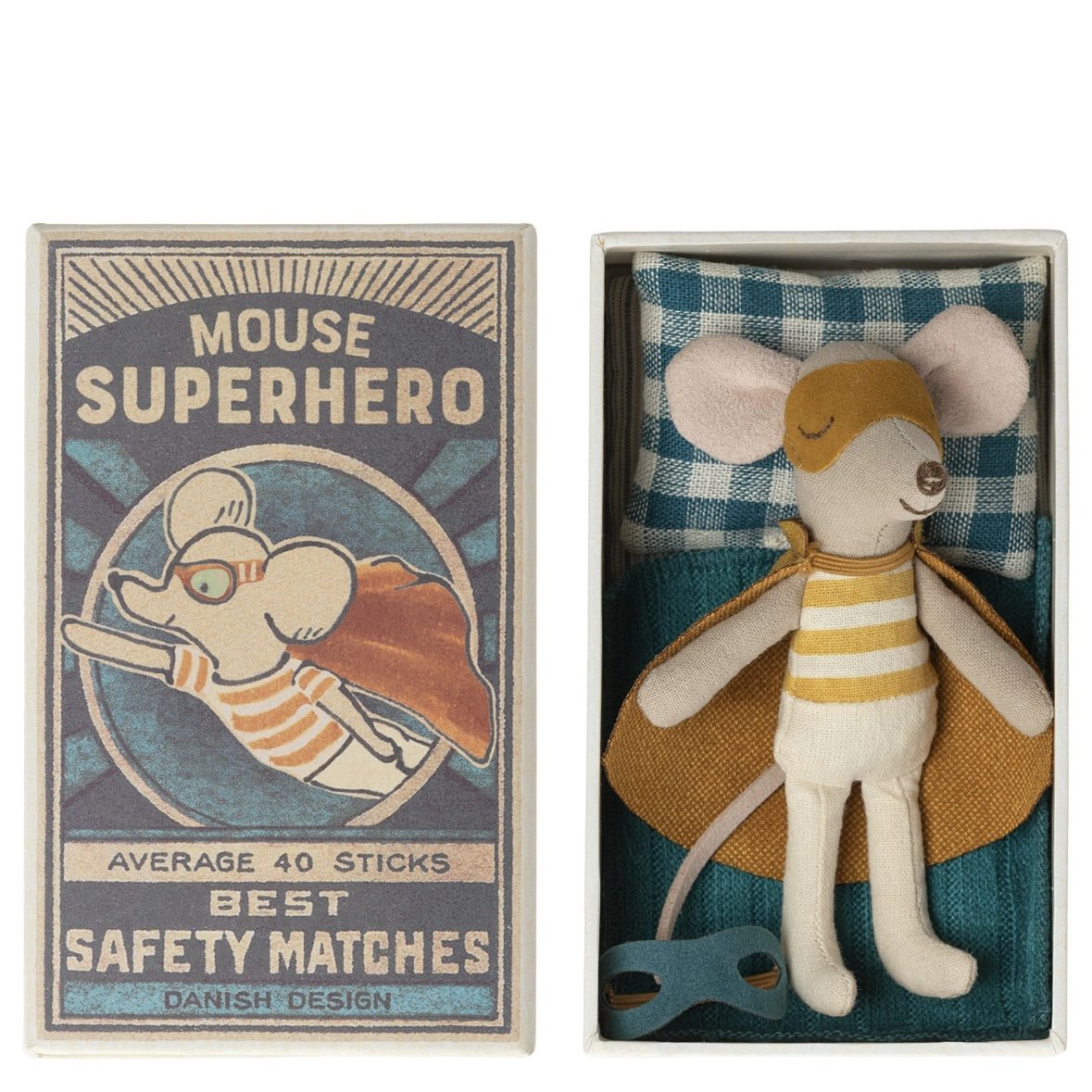 Maileg Super Hero Mouse, Little Brother in Matchbox