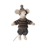 Maileg Winter Mouse with Ski Set, Big Brother - Grey