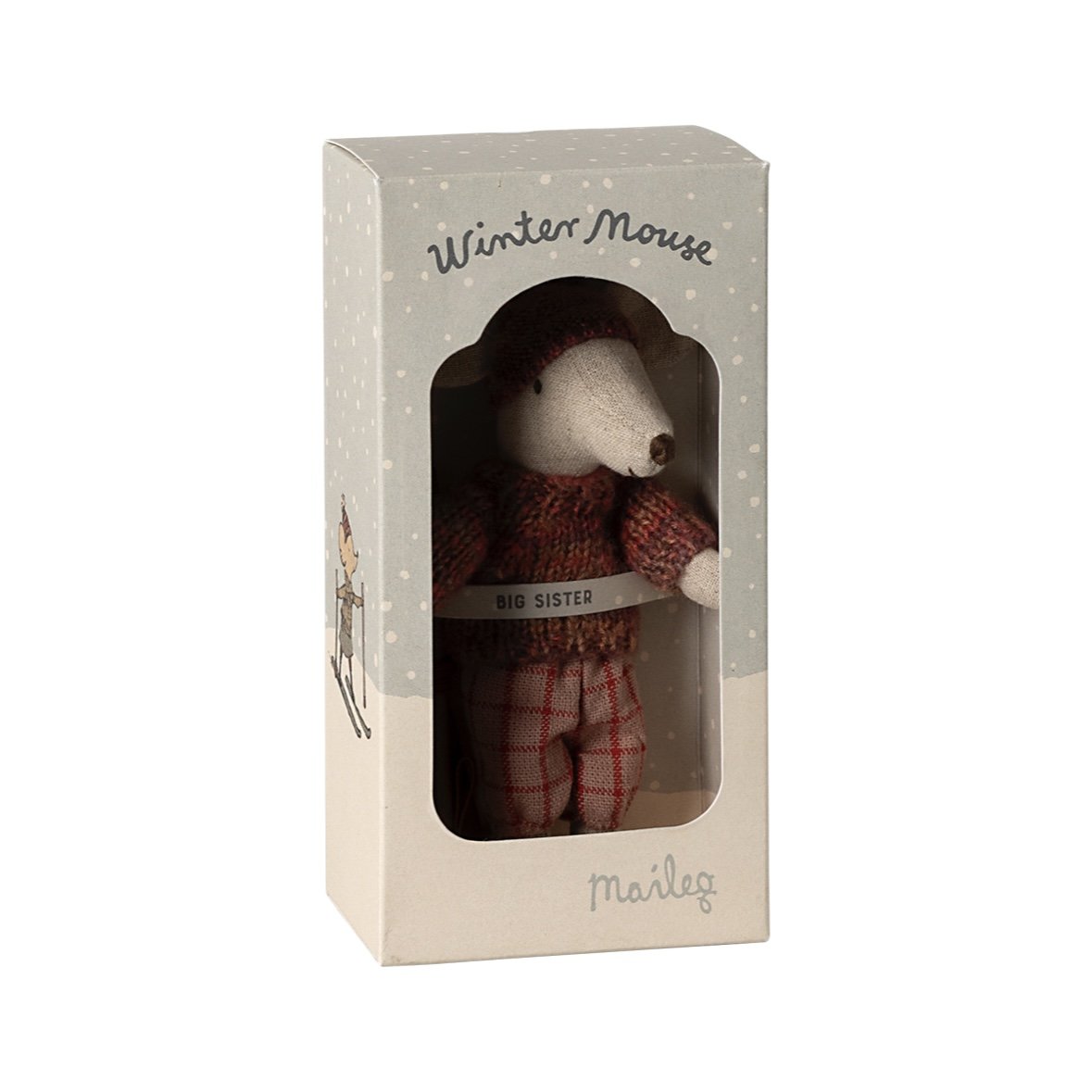 Maileg Winter Mouse with Ski Set, Big Sister - Rose