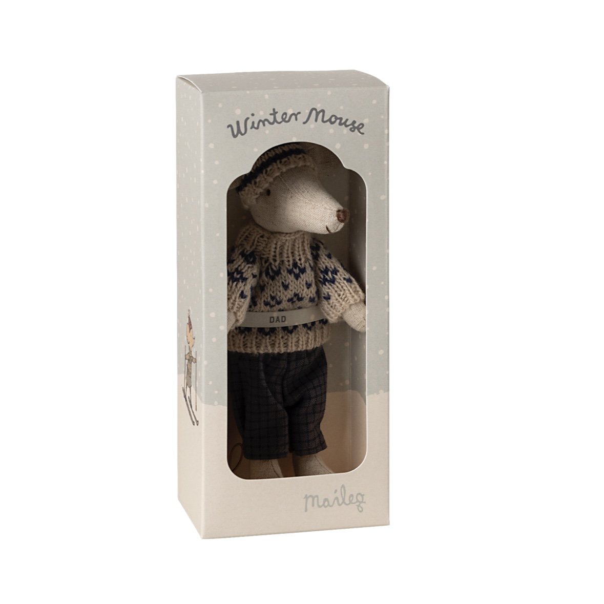 Maileg Winter Mouse with Ski Set, Dad - Blue