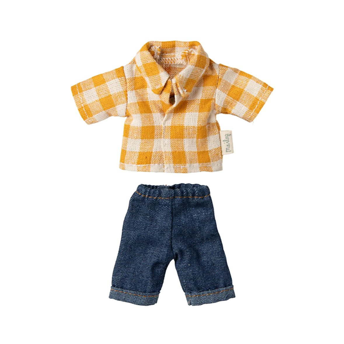 Maileg Yellow Checked Shirt & Pants, Dad Mouse