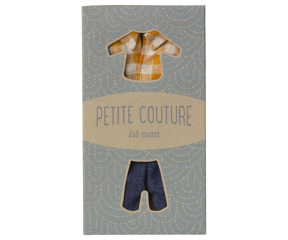 Maileg Yellow Checked Shirt & Pants, Dad Mouse