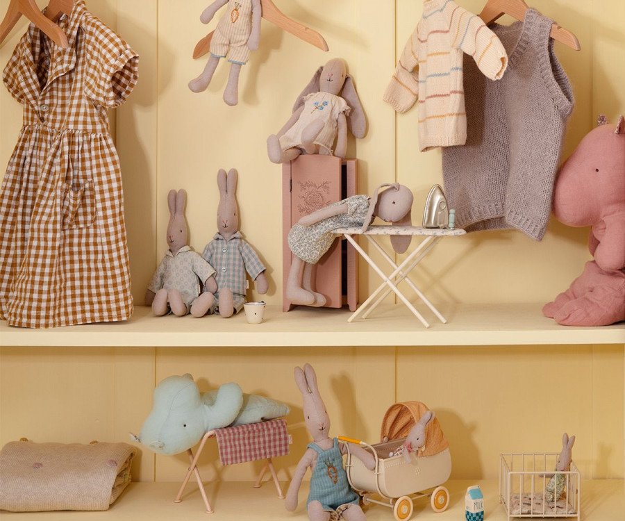 Maileg Miniature Iron and Ironing Board with bunnies and rabbits