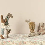 Maileg Rabbit Size 1, Chocolate Brown - Striped Blouse & Shorts