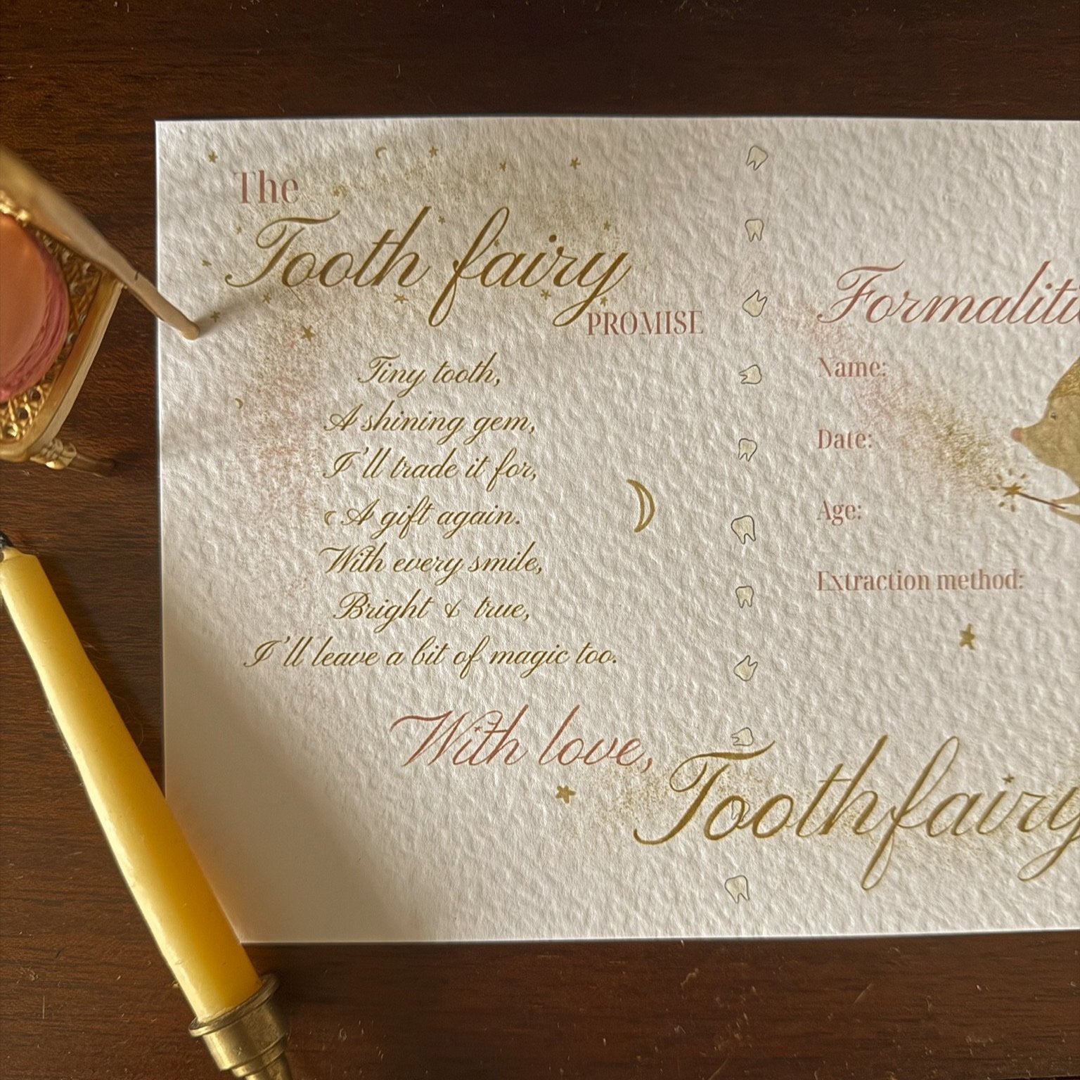 Tooth Fairy Certificate - Pink