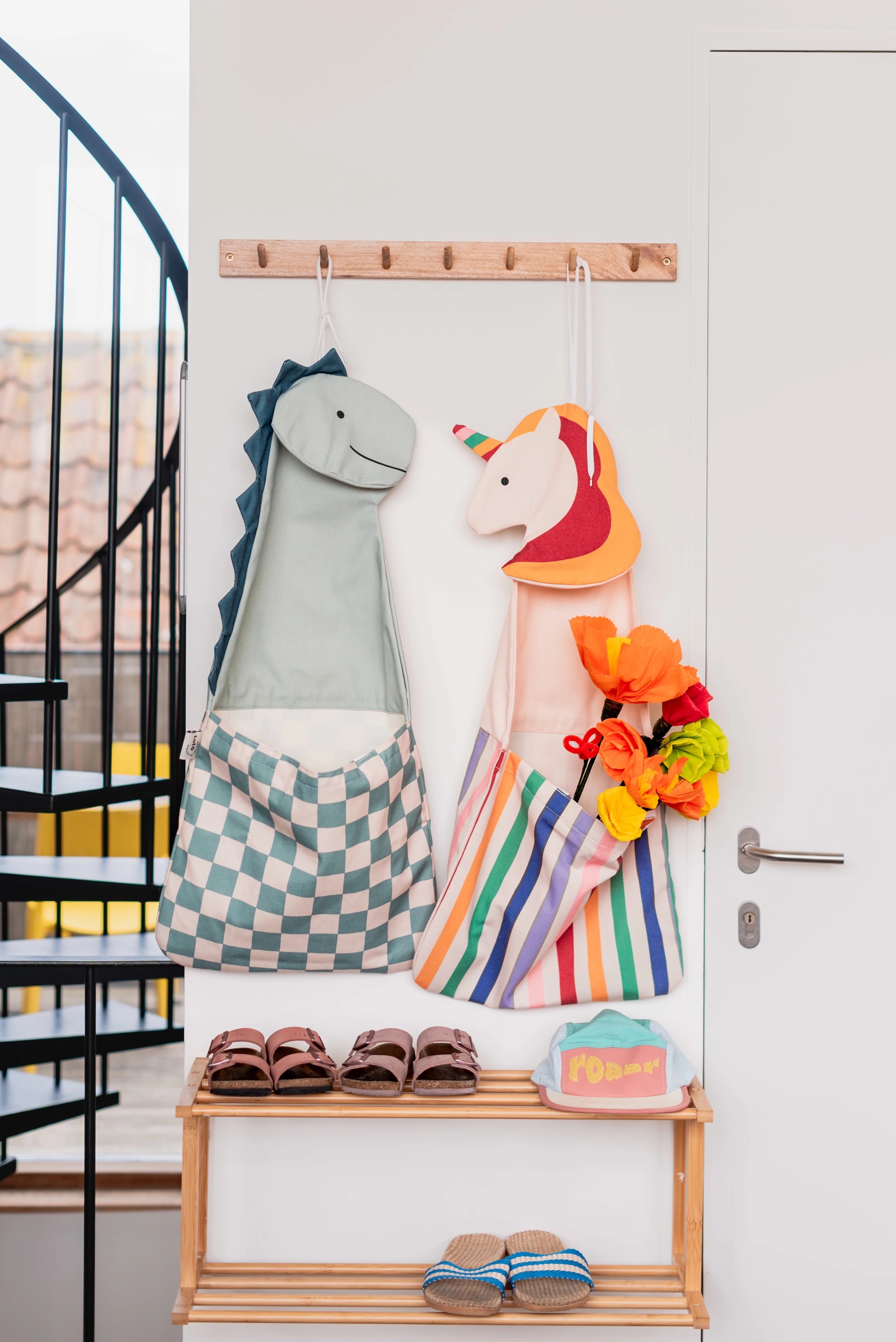 Toto Dino Bag with Unicorn bag on hooks