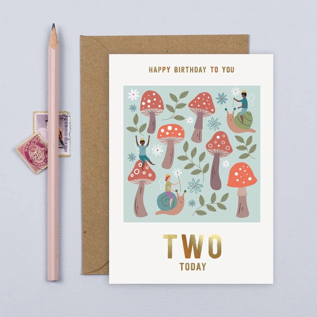 Mifkins Woodland Antics Toadstool 2nd Birthday Card