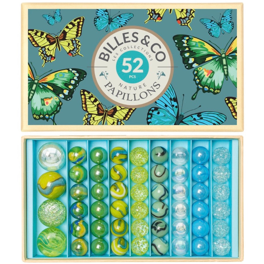 Billès and Co Marbles Butterflies Box Blue