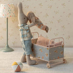 Maileg Bunny Micro Brown Dusty Rose Knitted Suit with Maileg Dad Rabbit