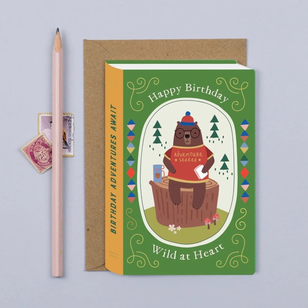 Mifkins Brown Bear Adventurer Birthday Card