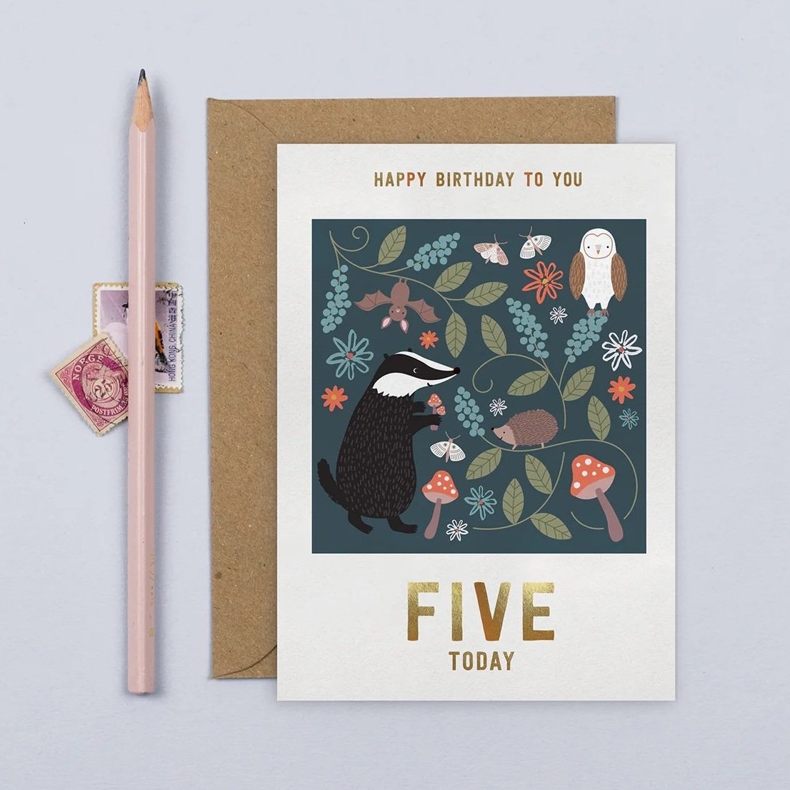 Mifkins Midnight Garden 5th Birthday Card