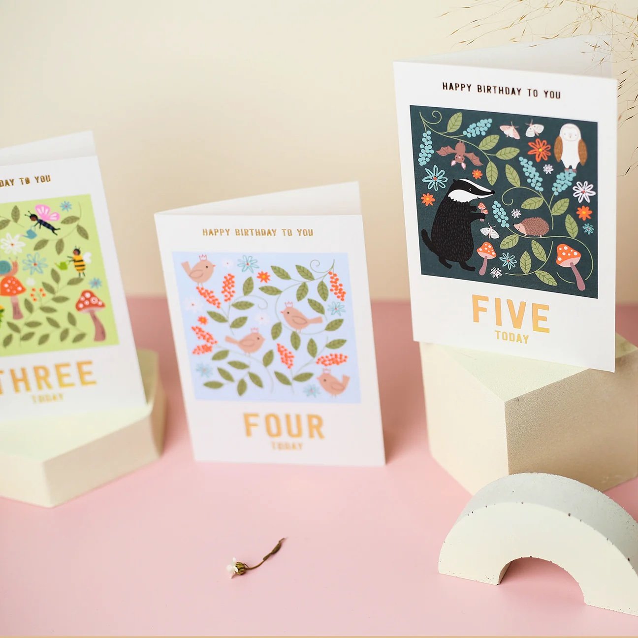 Mifkins Birds 4th Birthday Card