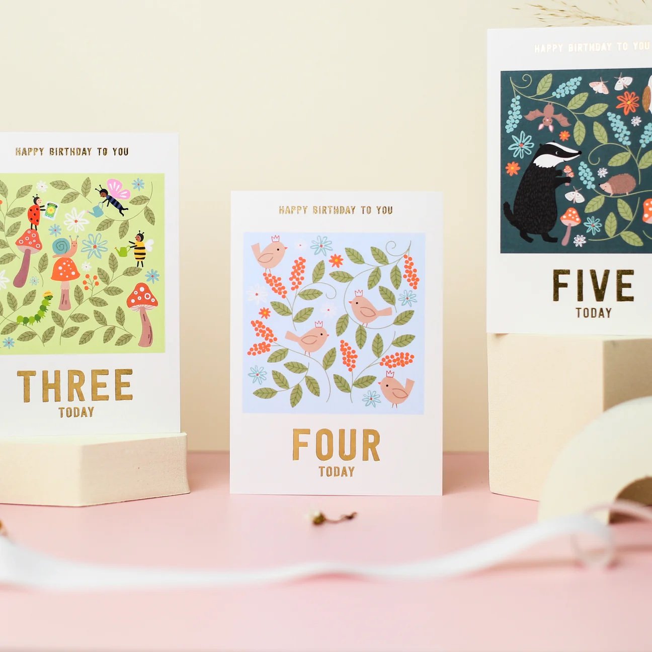 Mifkins Birds 4th Birthday Card