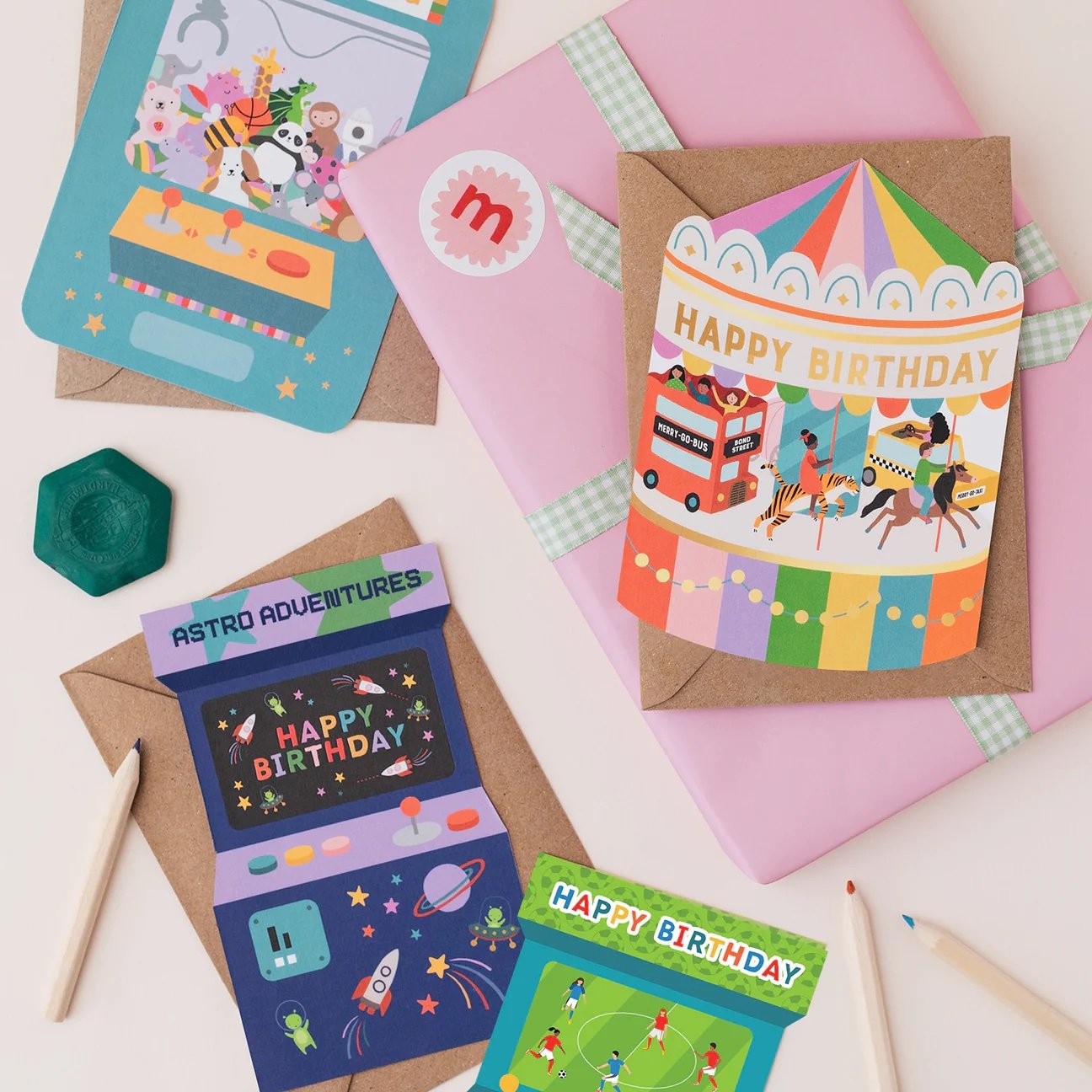 Mifkins Fairground Carousel Shaped Birthday Card