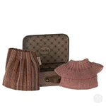 Maileg Knitted Blouse & Skirt in Suitcase, Grandma Mouse