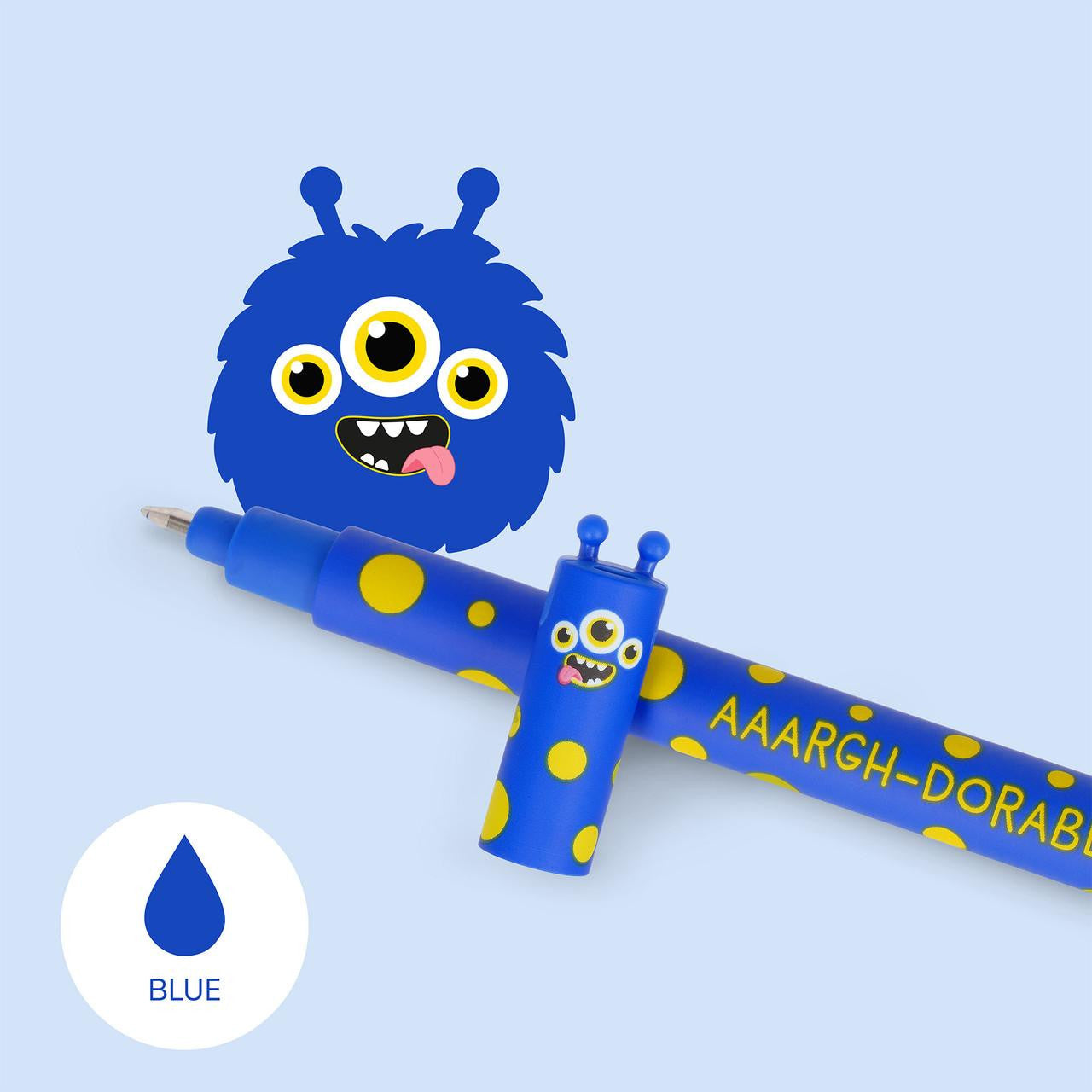 Legami Monster Erasable Gel Pen Aaargh-Dorable Blue