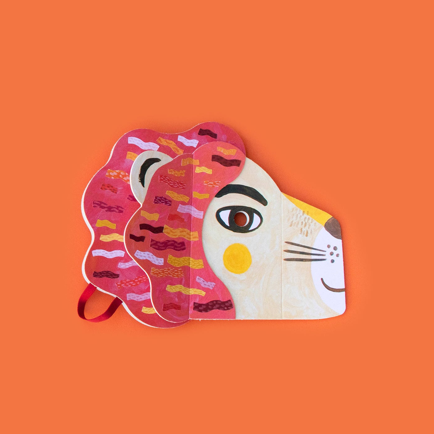 Londji colorful lion-shaped mask on an orange background