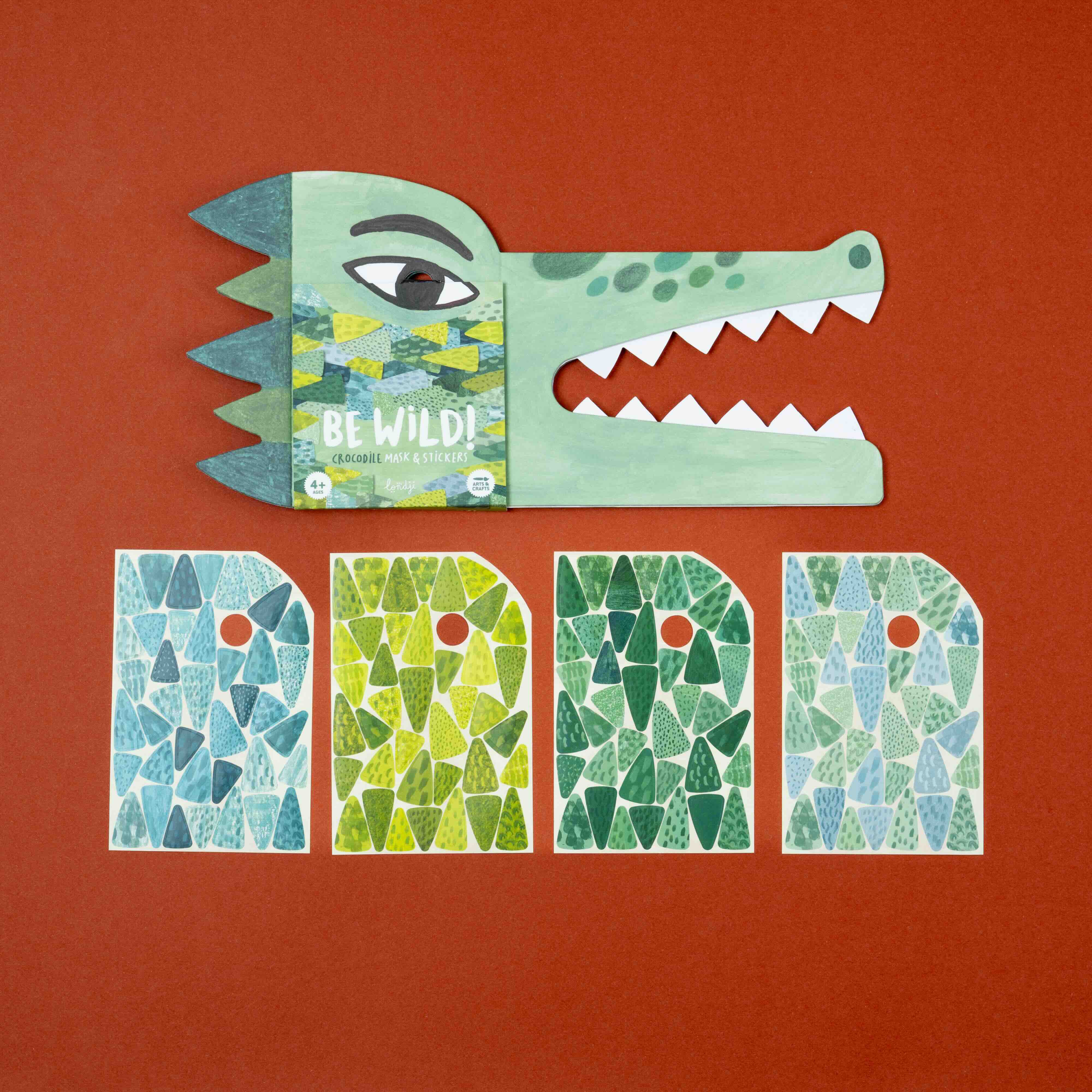 Londji children's mask of a crocodile design with stickers