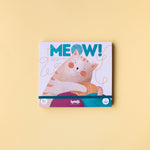 Londji meow product packaging with a cat illustration on a yellow background