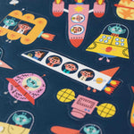 Londji colorful space-themed stickers on a dark blue background