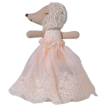 Maileg Baby Mouse in Gown Powder asleep