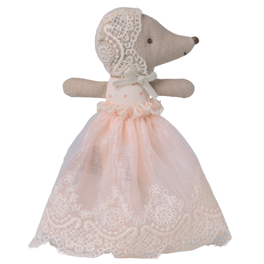 Maileg Baby Mouse in Gown Powder