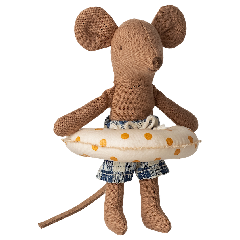 Maileg Beach Mouse with Float Little Brother Yellow Dots