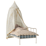 Maileg Miniature Bed Canopy Off White over bed